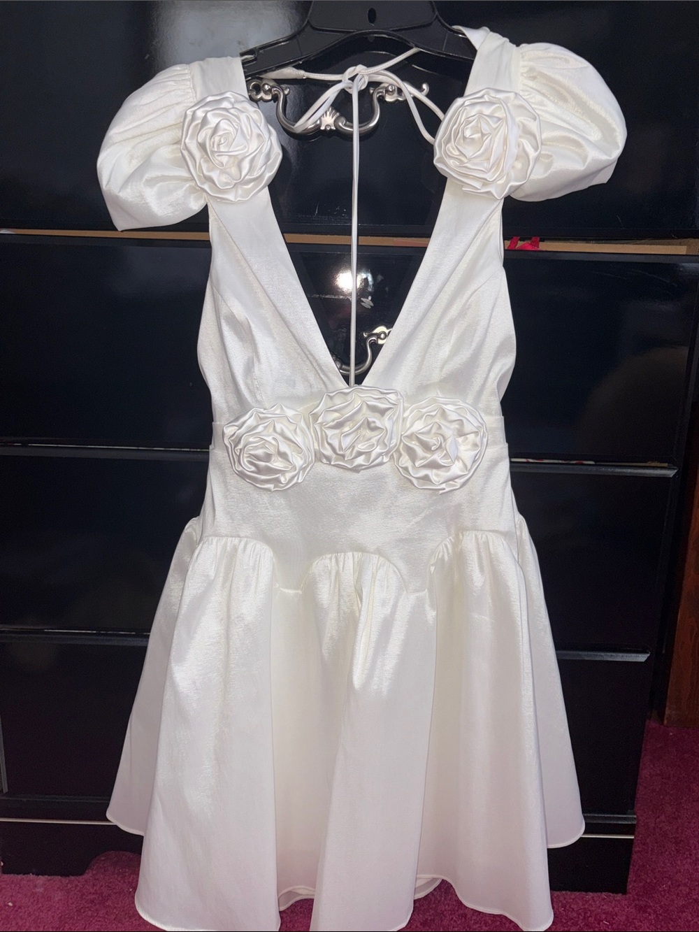 For Love And Lemons White Floral Rosette Women's Party Dress